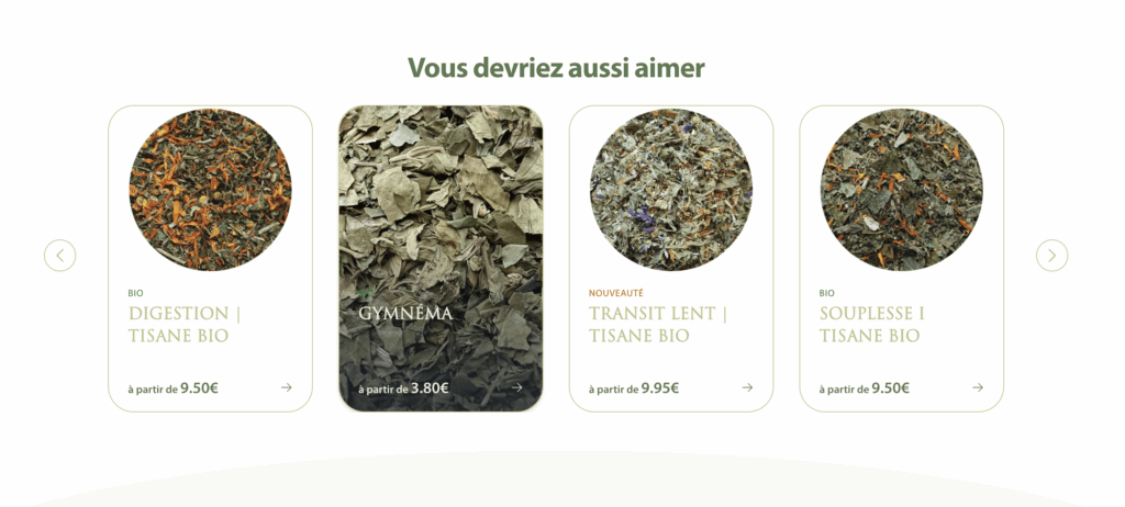 Slider produits du site comptoirdesinfusees.com