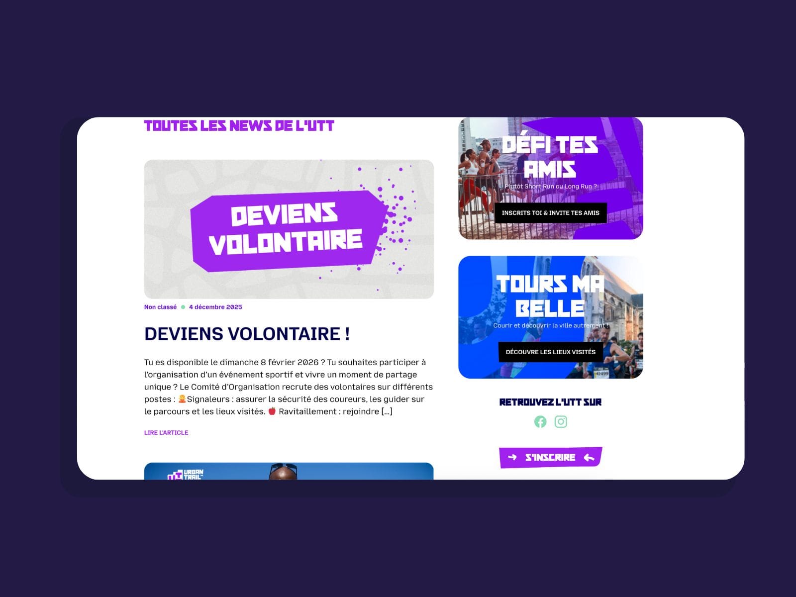 Vue du blog du site Urban Trail Tours